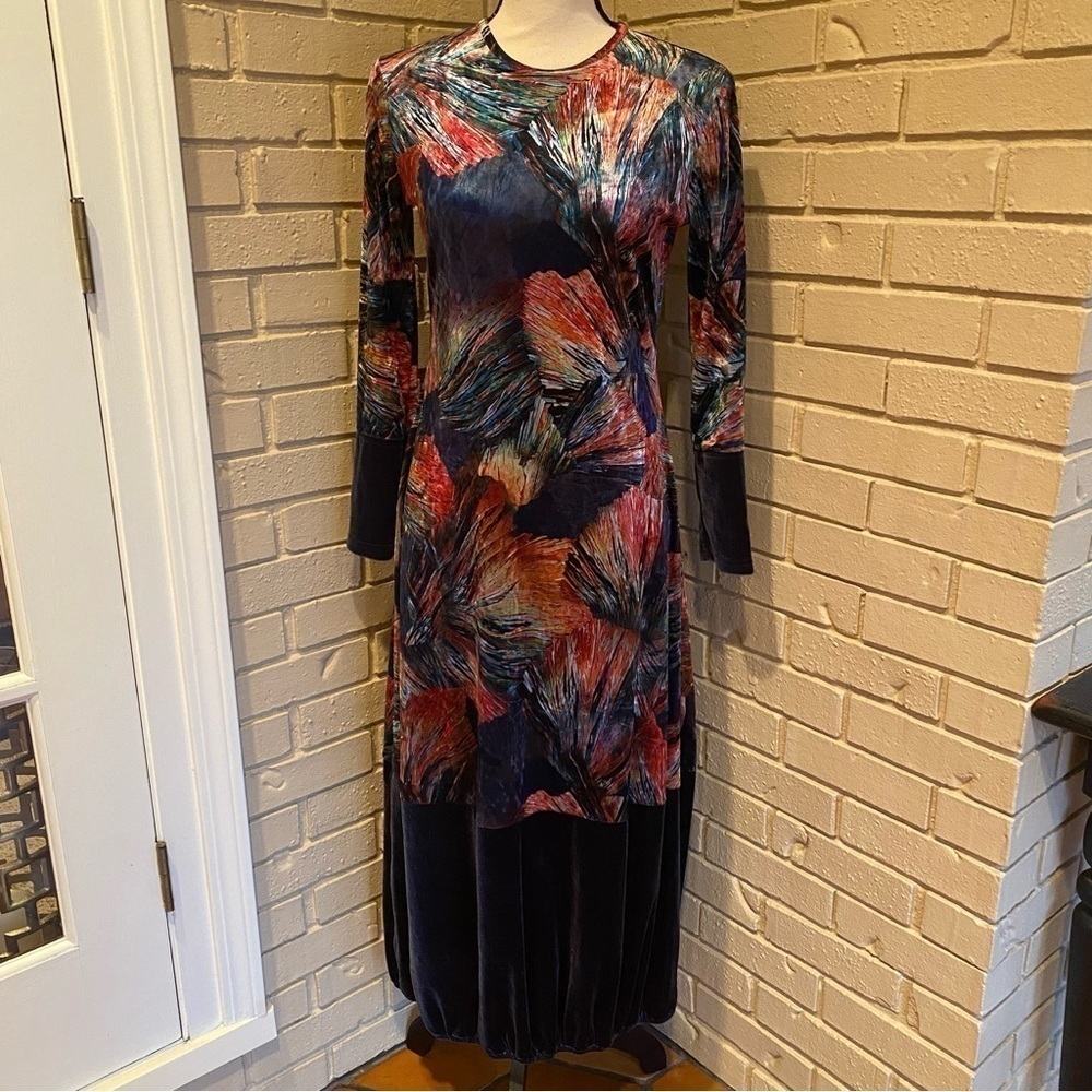 Cindy Couture Maxi Dress Metallic Velvet Art To Wear Made In Canada Size Small S